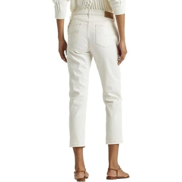 Lauren Ralph Lauren Patchwork Relaxed Tapered Jeans in Cream ( 20W ) - Picture 2 of 6